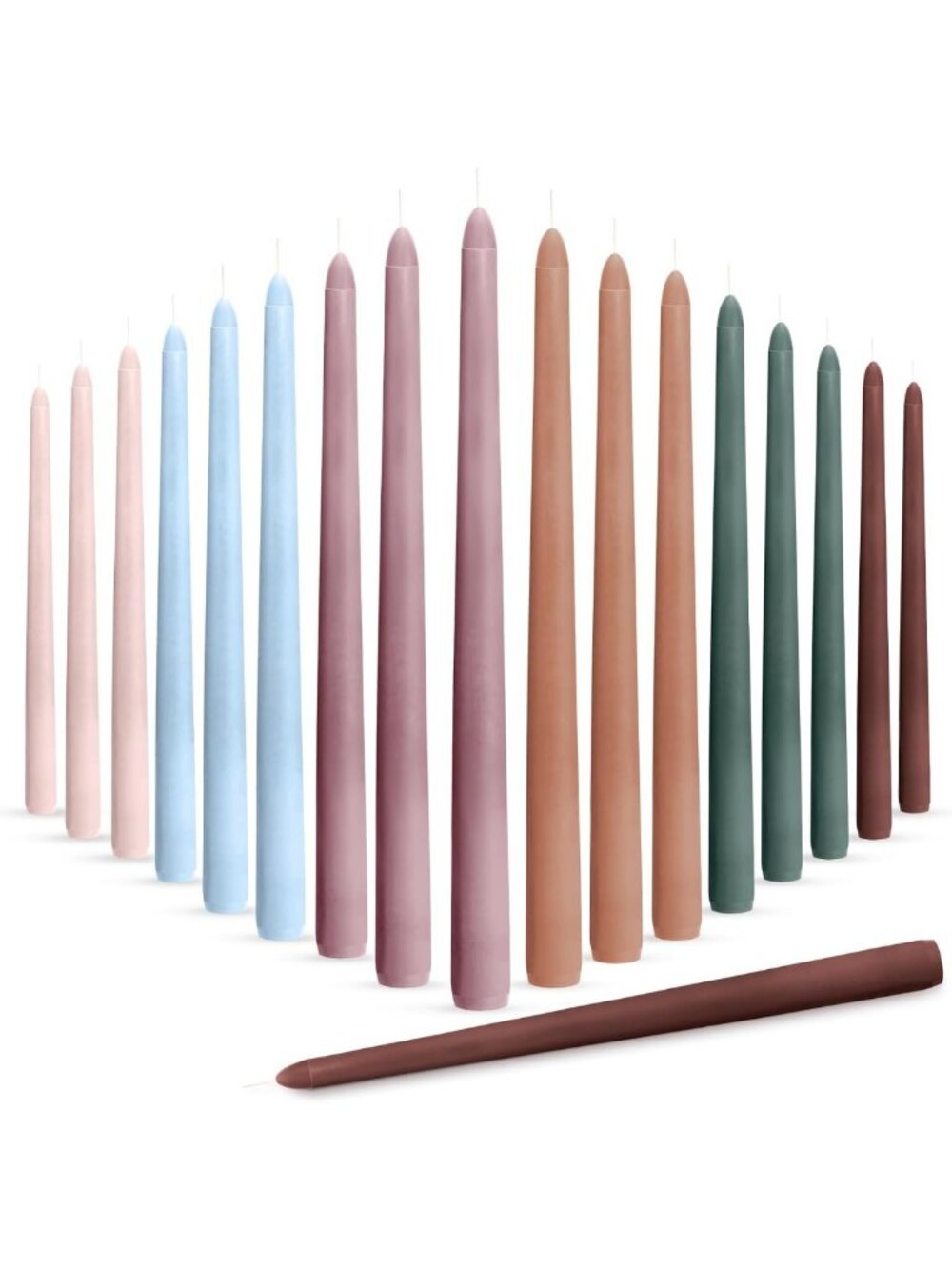 24 Pcs 10 Inch Smokeless Morandi Taper Candles - Elegant Home Decor Set
